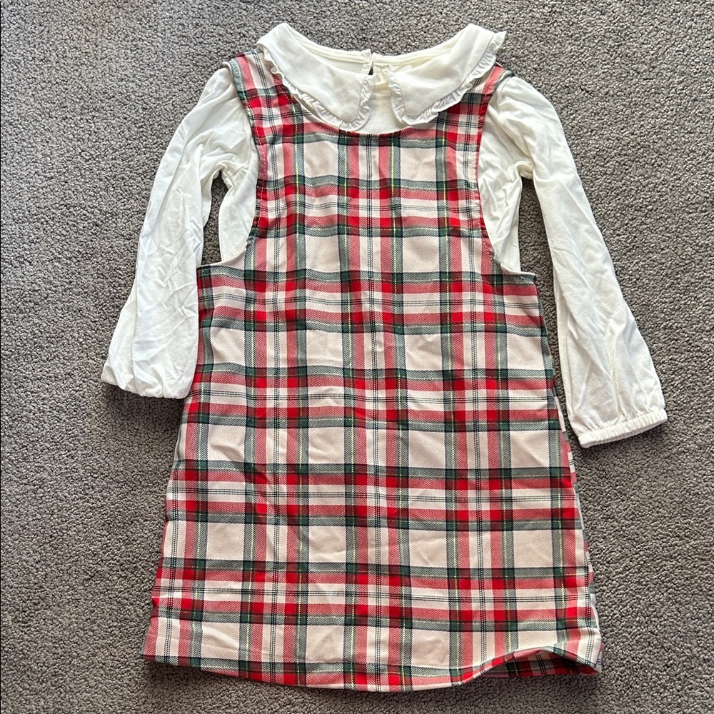H&M Cream Top and Red/Green jumper dress. Super cute for holiday! Never worn.